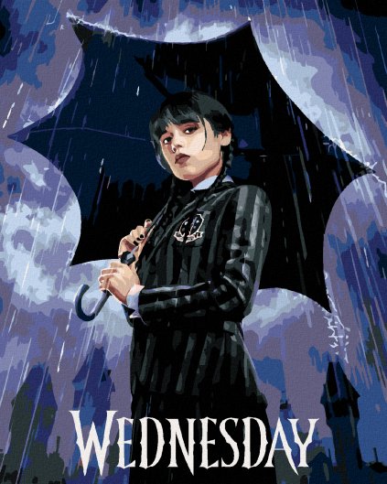 Diamantové maľovanie - WEDNESDAY ADDAMS NA PLAGÁTE