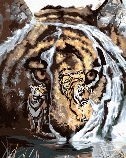 Diamantové maľovanie - TIGER, ÚDOLIE A VODOPÁD (D. RUSTY RUST)