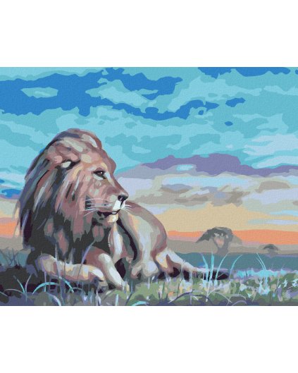 Diamantové maľovanie - OSAMELÝ LEV PRI SÚMRAKU (D. RUSTY RUST)