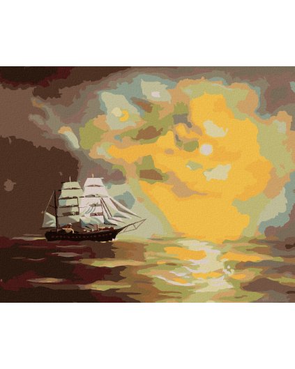 Diamantové maľovanie - PLACHETNICA A SLNKO V MRAKOCH (D. RUSTY RUST)
