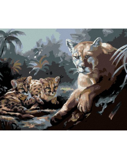 Diamantové maľovanie - PUMA S MLÁĎATAMI (D. RUSTY RUST)