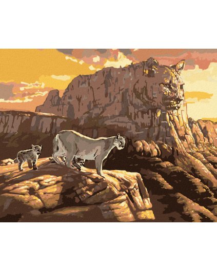 Diamantové maľovanie - PUMA, SKALY A ZÁPAD SLNKA (D. RUSTY RUST)