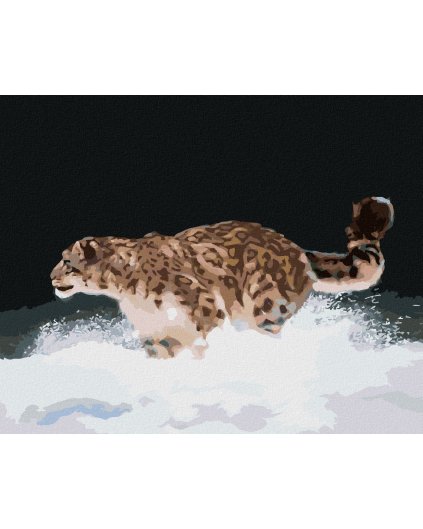 Diamantové maľovanie - SNEŽNÝ LEOPARD V BEHU V SNEHU (D. RUSTY RUST)