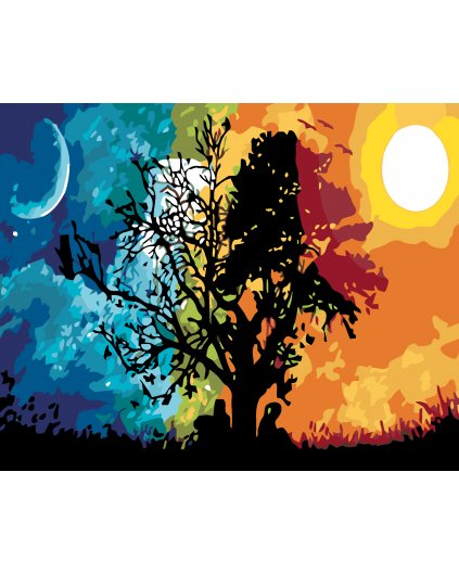 Maľovanie podľa čísel - STROM NOC A DEN