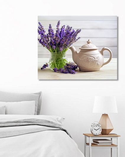 Obrazy na stenu - Levanduľa s čajníkom