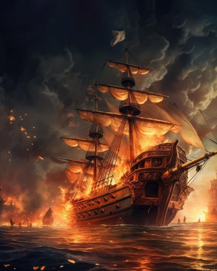 Obrazy na stenu - Epický súboj lodí na rozbúrených vlnách