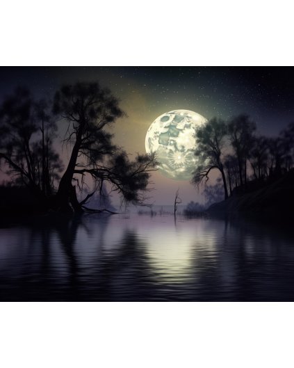 Obrazy na stenu - Abstrakt - Mesiac nad vodou