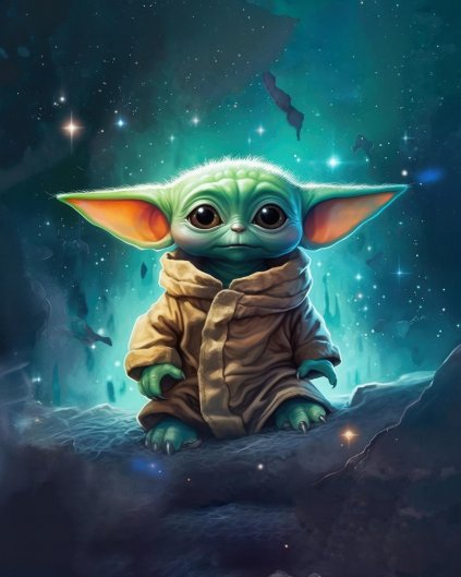 Obrazy na stenu - Baby Yoda a jeho múdrosť