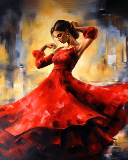 Obrazy na stenu - Tanečnica v červených šatách