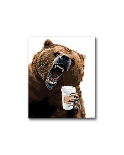Maľovanie podľa čísel - MEDVEĎ A LATTÉ by HOLLY