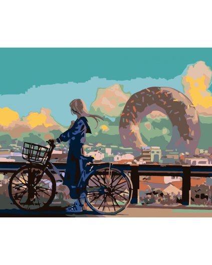 Maľovanie podľa čísel - DIEVČA NA BICYKLI