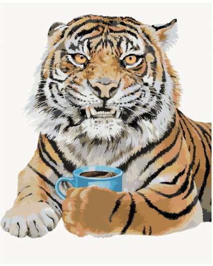 Maľovanie podľa čísel - TIGER S KÁVOU BY HOLLY