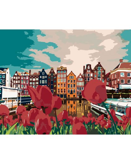 Maľovanie podľa čísel - TULIPÁNY V AMSTERDAME