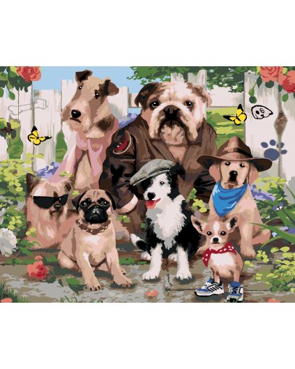 Maľovanie podľa čísel - PSI V PEKNOM OBLEČENÍ (HOWARD ROBINSON)