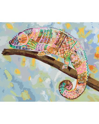 Maľovanie podľa čísel - PESTRÝ CHAMELEÓN