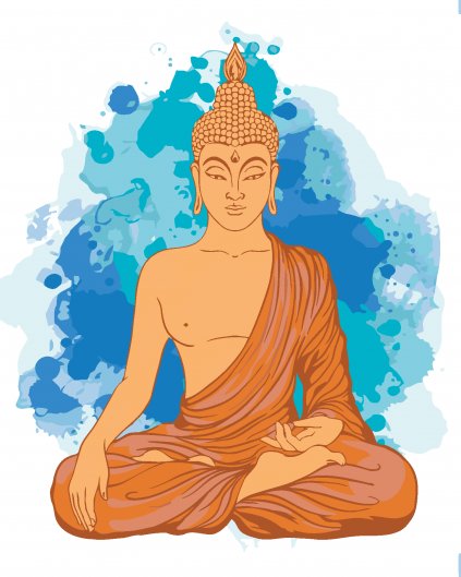 Maľovanie podľa čísel - MEDITUJÚCI ORANŽOVÝ BUDDHA