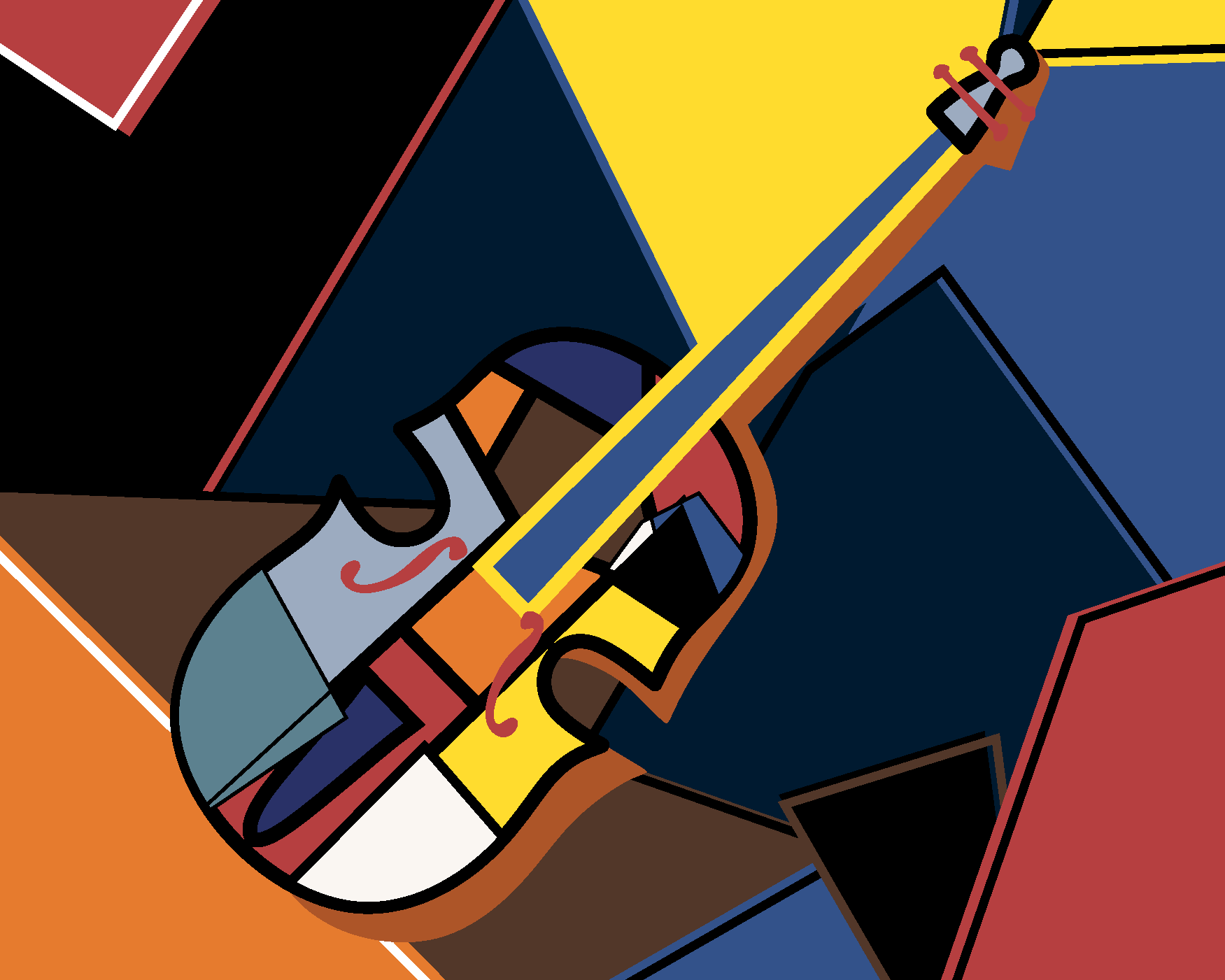 Maľovanie podľa čísel - VIOLONCELLO V KUBISTICKOM ŠTÝLE Rámovanie: bez rámu a bez vypnutia plátna, Rozmer: 40x50 cm