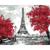 Maľovanie podľa čísel - EIFFELOVA VEŽA A ČERVENÉ STROMY