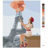 Maľovanie podľa čísel - EIFFELOVA VEŽA A ŽENA S ČERVENÝMI BALÓNIKMI
