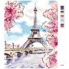 Maľovanie podľa čísel - EIFFELOVA VEŽA A RUŽOVO KVITNÚCE STROMY
