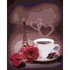 Maľovanie podľa čísel - KÁVA, RUŽA A MALÁ EIFFELOVA VEŽA