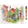 Maľovanie podľa čísel - EURÓPSKA KRAJINA S DOMAMI A KVETMI