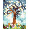 Maľovanie podľa čísel - SRDCOVÝ STROM A KVETY