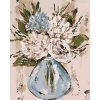 Maľovanie podľa čísel - ZÁTIŠIE MODRÉ A BIELE KVETY VO VÁZE (HALEY BUSH)