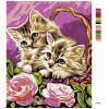 Maľovanie podľa čísel - MAČIATKA V KOŠÍKU A RUŽOVÉ RUŽE