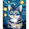 Maľovanie podľa čísel - KOCÚRIK POD NOČNOU OBLOHOU