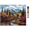 Maľovanie podľa čísel - MEDVEĎ PRI RIKE, HORY A JESENNÉ STROMY