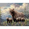 Maľovanie podľa čísel - MEDVEĎ S MLÁĎATAMI V KVETOCH A HORY