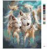 Maľovanie podľa čísel - BIELY VLK A LAPAČ SNOV V TVARE MESIACA