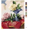 Maľovanie podľa čísel - ZÁTIŠIE BIELE A RUŽOVÉ RUŽE NA ČERVENOM OBRUSE (PIETER WAGEMANS)