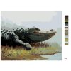 Maľovanie podľa čísel - ALIGÁTOR LEŽIACI V TRÁVE PRI VODE (D. RUSTY RUST)