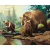 Maľovanie podľa čísel - MEDVEĎ S MEDVIEĎATAMI PRI RIEKE (D. RUSTY RUST)