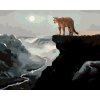 Maľovanie podľa čísel - PUMA NA SKALE, RIEKA V ÚDOLÍ A MESIAC (D. RUSTY RUST)