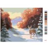 Maľovanie podľa čísel - JELEŇ A ZASNEŽENÉ SMREKY V LESE (D. RUSTY RUST)