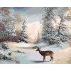Maľovanie podľa čísel - JELEŇ A ZIMNÝ LES (D. RUSTY RUST)