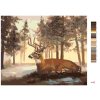 Maľovanie podľa čísel - LEŽIACI JELEŇ A ZIMNÁ KRAJINA (D. RUSTY RUST)