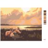 Maľovanie podľa čísel - LEŽIACE SRNY A VÝCHOD SLNKA (D. RUSTY RUST)