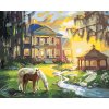 Maľovanie podľa čísel - KÔŇ S ŽRIEBÄŤOM PRI DOME (D. RUSTY RUST)