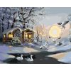 Maľovanie podľa čísel - ČAJKY PRI ZASNEŽENOM DOME (D. RUSTY RUST)