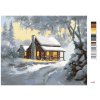 Maľovanie podľa čísel - ZASNEŽENÝ ZRUB PRI VÝCHODE SLNKA (D. RUSTY RUST)