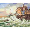 Maľovanie podľa čísel - DOM A MAJÁK Z MUŠLÍ A VLNY (D. RUSTY RUST)