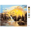 Maľovanie podľa čísel - MEDVEĎ, VODOPÁD A ZÁPAD SLNKA (D. RUSTY RUST)