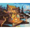 Maľovanie podľa čísel - TÁBORÁK PRI CHATE, JELEŇ A SOVA (D. RUSTY RUST)