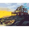 Maľovanie podľa čísel - LOĎKA, DOM NA POBREŽÍ A ZÁPAD SLNKA (D. RUSTY RUST)