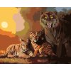 Maľovanie podľa čísel - TIGER S MLÁĎATAMI A ZÁPAD SLNKA (D. RUSTY RUST)