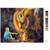 Maľovanie podľa čísel - CHLAPEC PRI OHNI A LEV V DYME (D. RUSTY RUST)